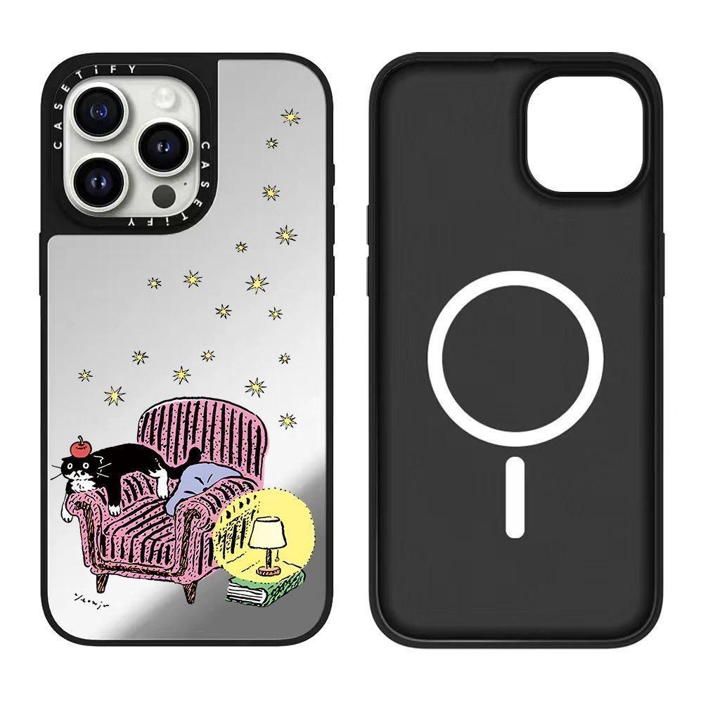Yeonju 聯名小黑貓韓國文創插畫手機殼 適用 iPhone12-18系列