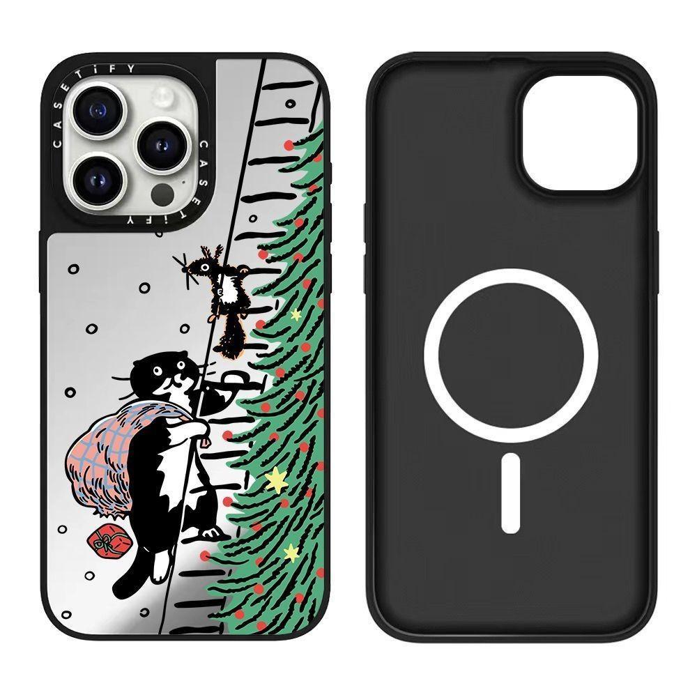 Yeonju 聯名小黑貓韓國文創插畫手機殼 適用 iPhone12-18系列