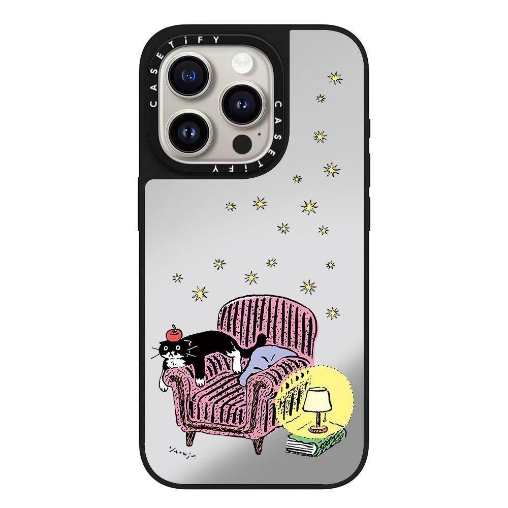 Yeonju 聯名小黑貓韓國文創插畫手機殼 適用 iPhone12-18系列