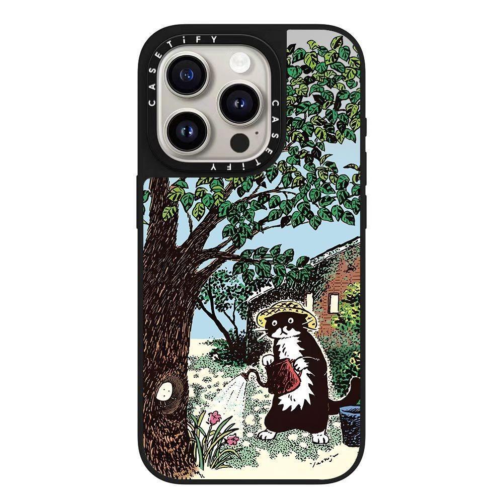 Yeonju 聯名小黑貓韓國文創插畫手機殼 適用 iPhone12-18系列