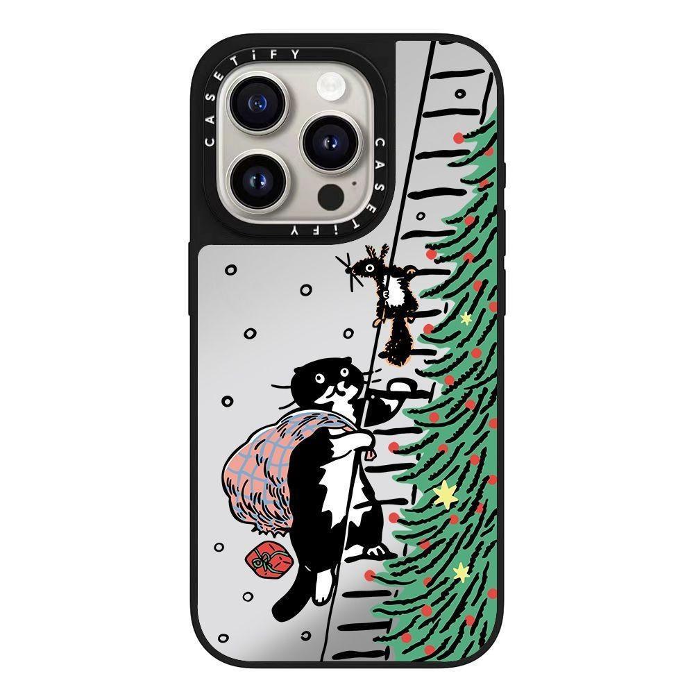 Yeonju 聯名小黑貓韓國文創插畫手機殼 適用 iPhone12-18系列