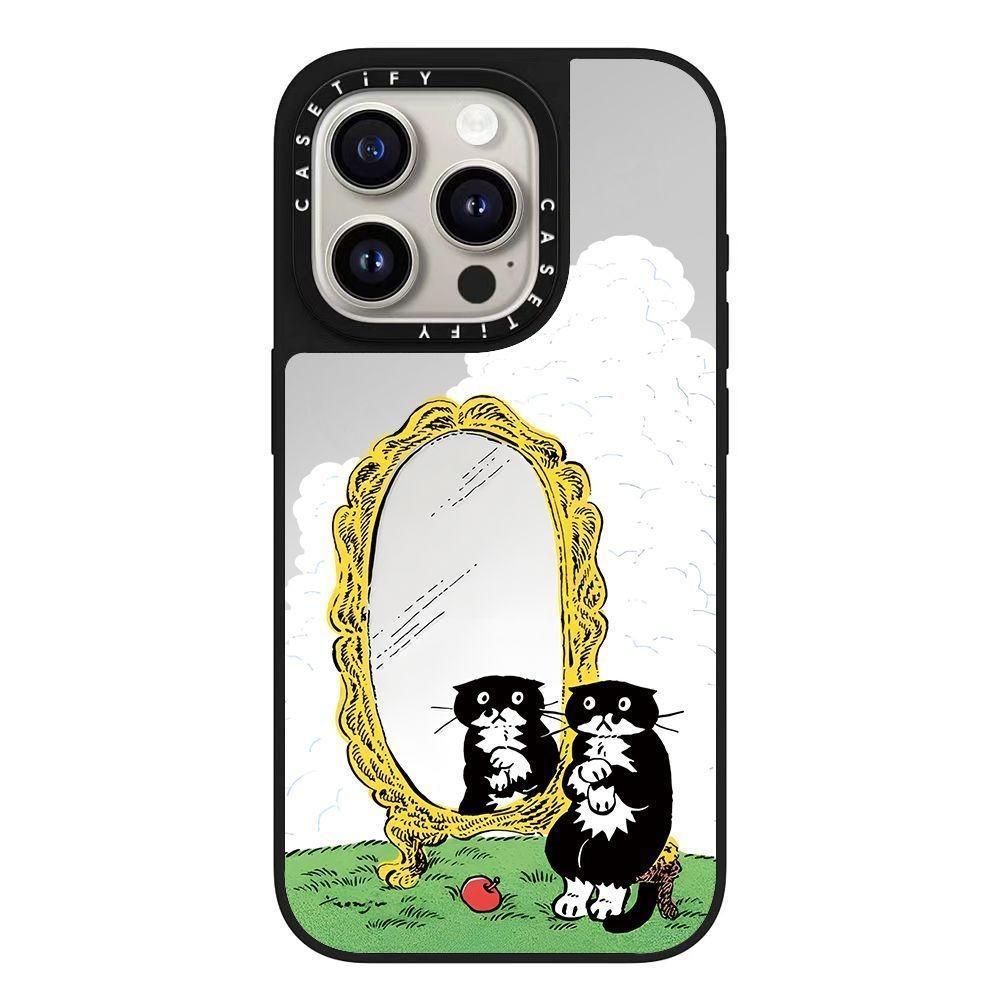 Yeonju 聯名小黑貓韓國文創插畫手機殼 適用 iPhone12-18系列