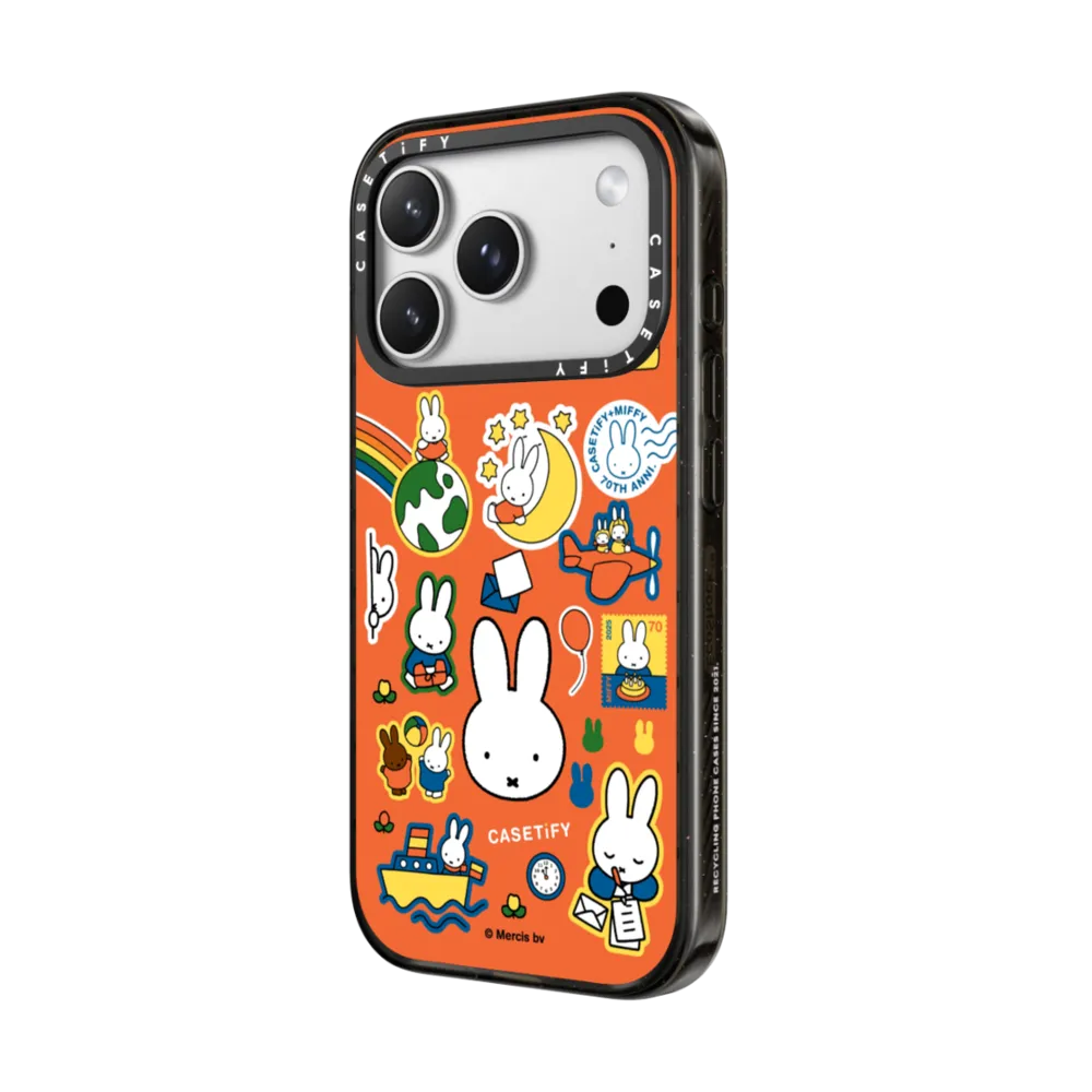 米飛兔 Miffy Postage Collage Sticker Case (Bruna Red)｜手機殼